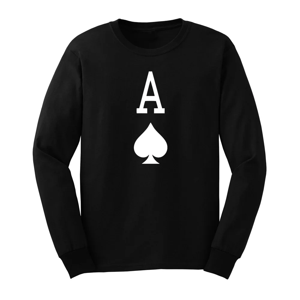 Mens Ace of Spades Long Sleeve T Shirts Casual Men Teemen teestees