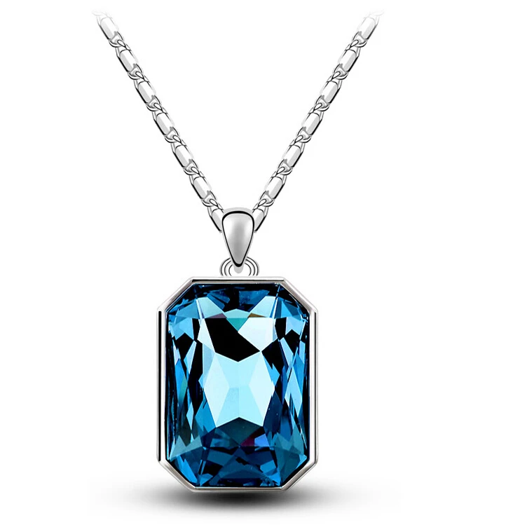 

Austrian crystal square pendant necklace classic fashion jewelry lover gifts accessories free drop shipping quality charms women