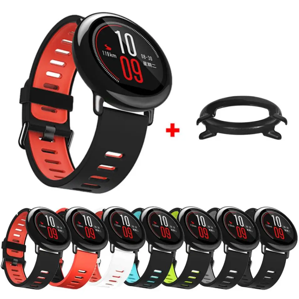 

Watch accessories Silicone watchband + 1PC Frame Case Cover For HUAMI AMAZFIT Smart Watch