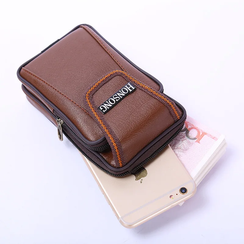 Новая мужская вертикальная сумка для мобильного телефона двойная одежда на молнии ремень кошелек мягкий кожаный мужской кошелек гарантия качества
