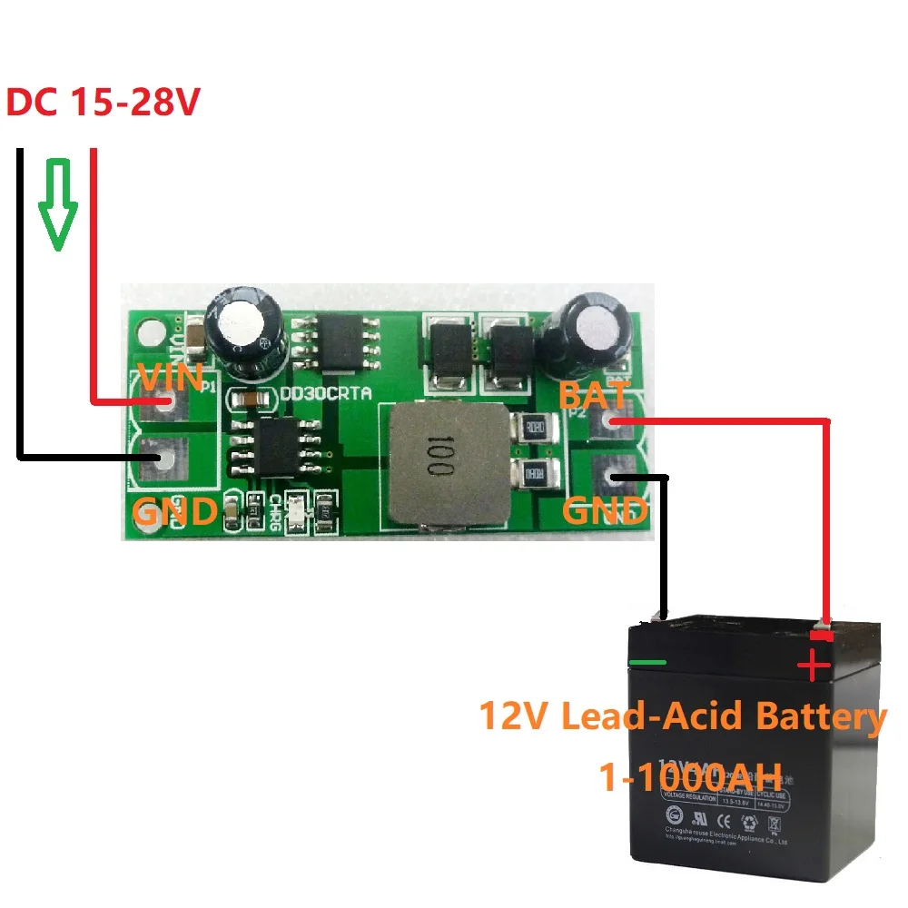 UPS 자동차 태양 에너지 충전용 납산 배터리 충전기 입력 15-28V 과충전 14.8V 플로트 충전 13.55V, 3A 12V 1-1000AH
