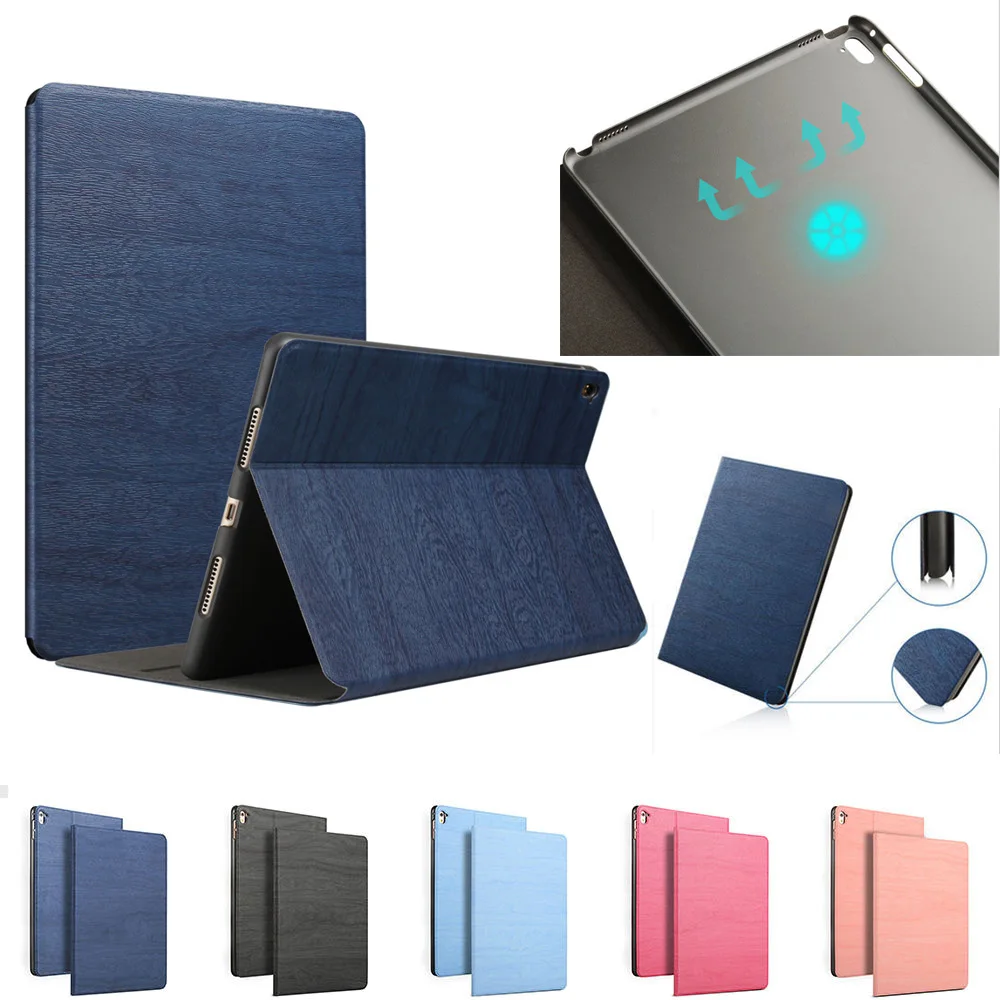 

Luxury Wood Grain ultra Slim Stand Flip PU Leather Tablet Case Smart Cover Screen Protector For Apple ipad Pro 9.7