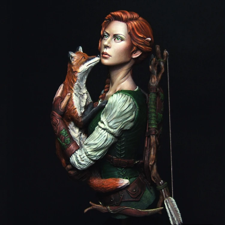 

1/10 Scale Unpainted Resin bust Female warrior holding a fox collection bust
