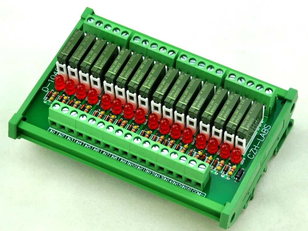 

Slim DIN Rail Mount DC24V Source/PNP 16 SPST-NO 5A Power Relay Module,APAN3124