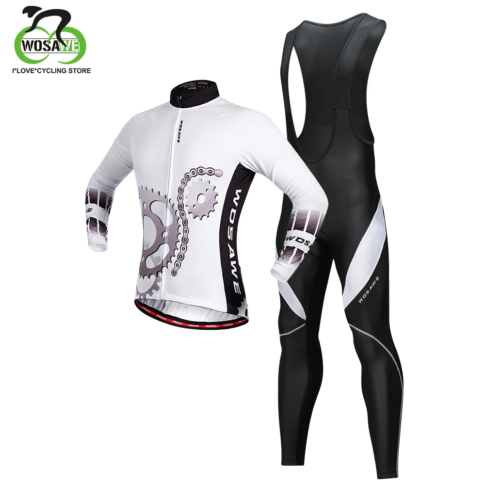 

WOSAWE Men Roupa Ciclismo Cycling Long Jersey 2019 Set 3D Gel Pad Quick-Drying Bib Pants MTB Clothing Downhill Jersey Clothes