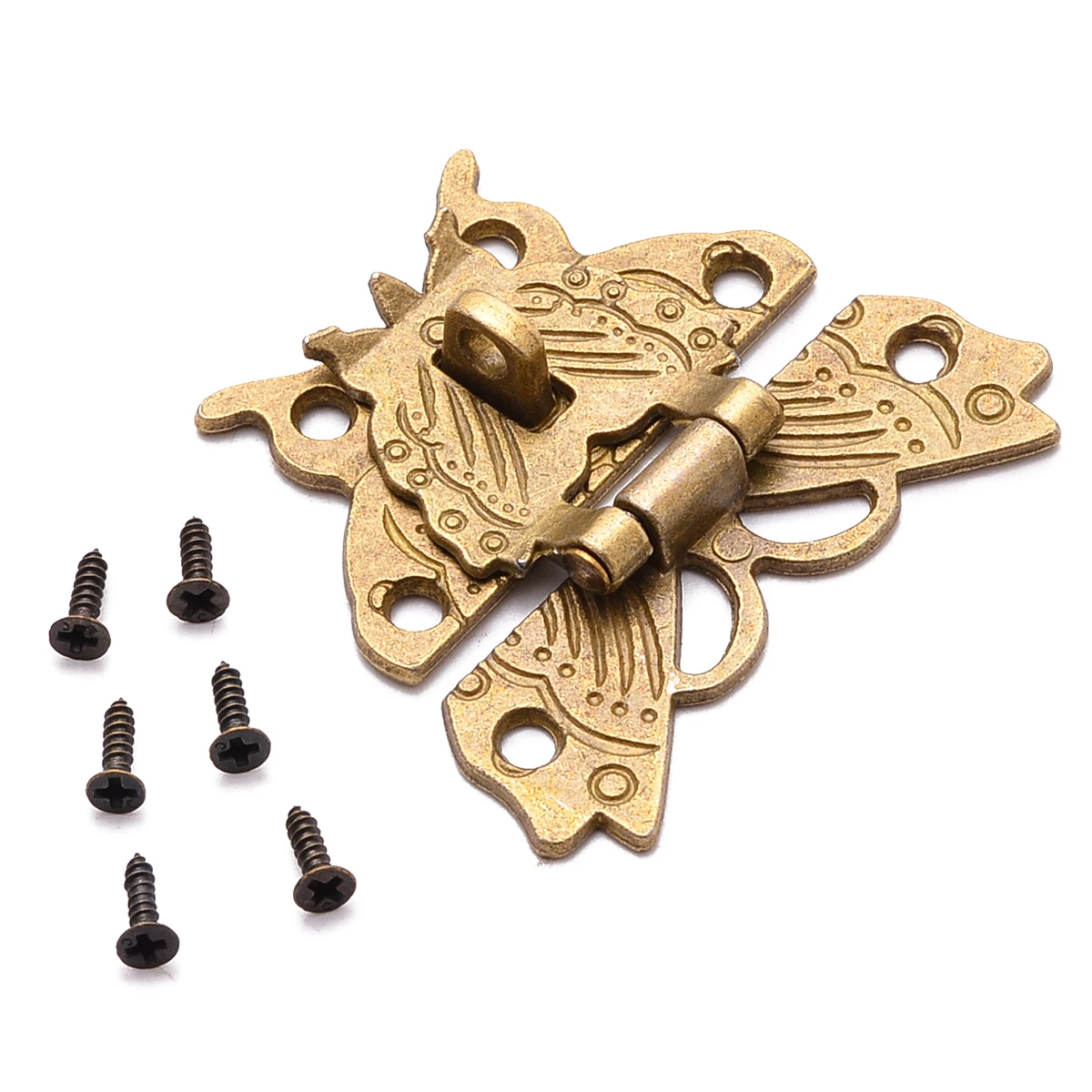 New Durable Retro Vintage Design Alloy Butterfly Box Lock Latch Catch Wooden Jewelry Box Case Hasp Lock Hardware Accessory