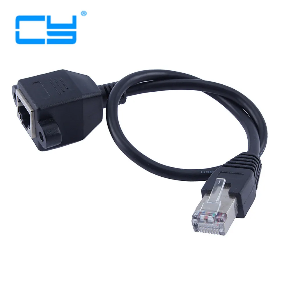Network Extension Cable RJ45 Male to Female Screw Panel Mount