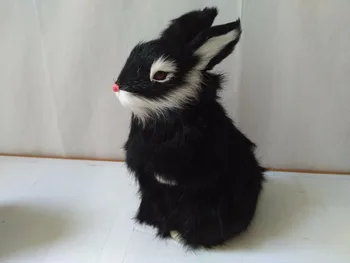

large 11x10x18cm plastic&furs black rabbit handicraft simulation rabbit model prop home decoration gift d2432