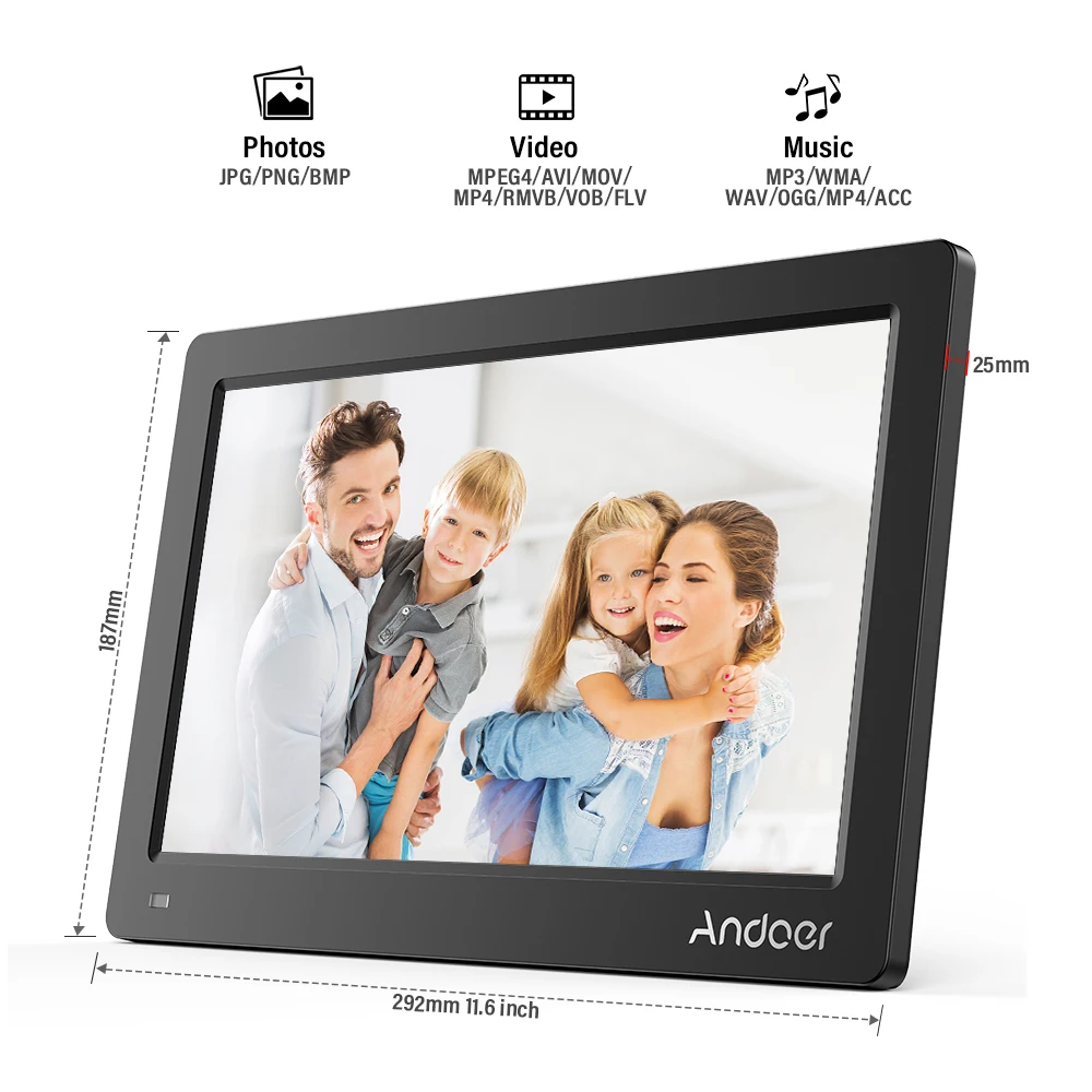 Andoer 11," FHD 1920x1080 ips экран Цифровая фоторамка Поддержка календарь/часы/MP3/фотографии с пультом дистанционного управления