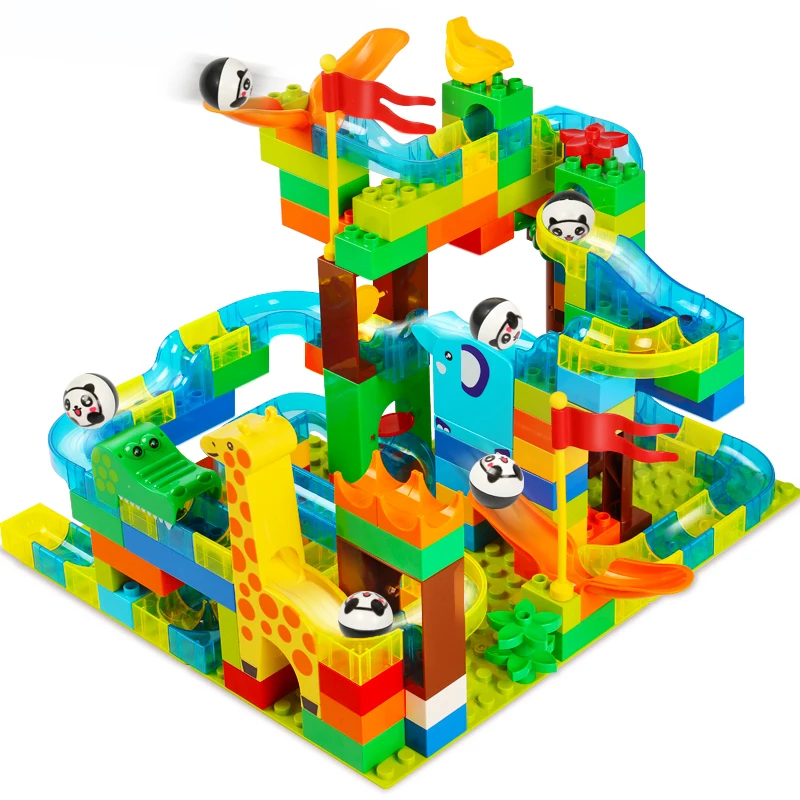 Marble Race Run DIY Track Ball Building Blocks Plastic Funnel Slide Compatible with Legoingly Duploe Bricks Toys for Children