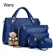 Damentaschen 4 teile/satz 2017 frühling und sommer pu-leder frauen handtasche trend große tasche handtasche schulter kreuzkörper beutel