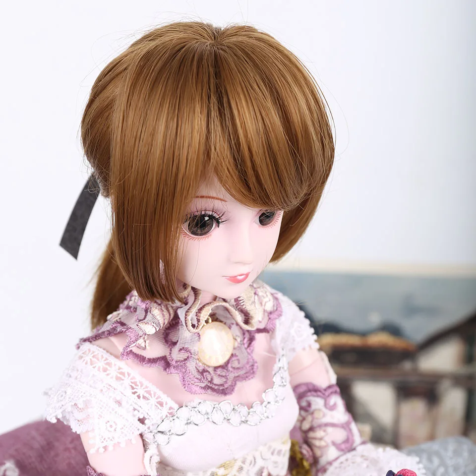 Allaosify BJD SD парик 1/3 1/4 парик кукла парик Высокое качество волокна DIY парик 3 цвета конский хвост галстук цветок