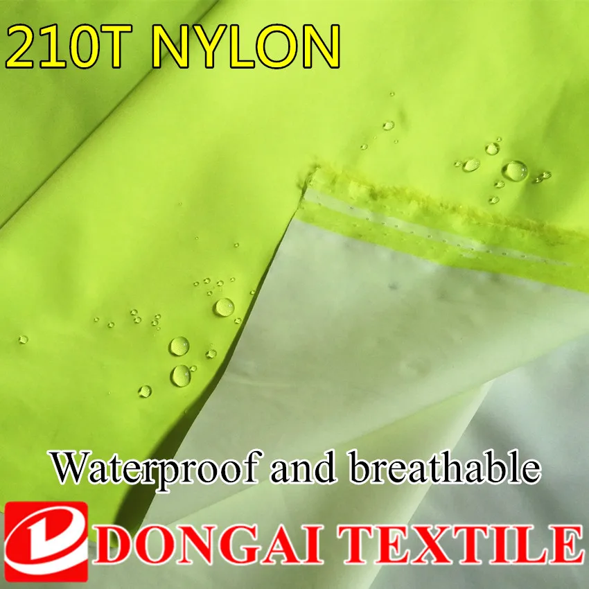 

size 1*1.5 meter width 210T nylon fabric PU white glues Waterproof and breathable Fluorescent nylon fabric