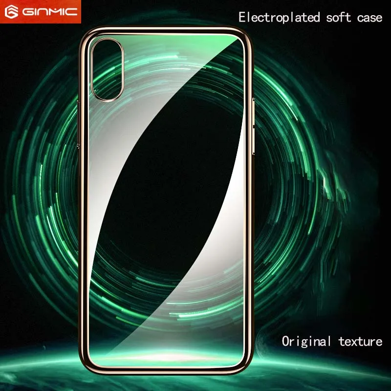 

Silicone Phone Case for iPhone X XS Transparent TPU Plating Luxury Mobile Phone Back Shell for iPhone XS MAX Soft Case Cover