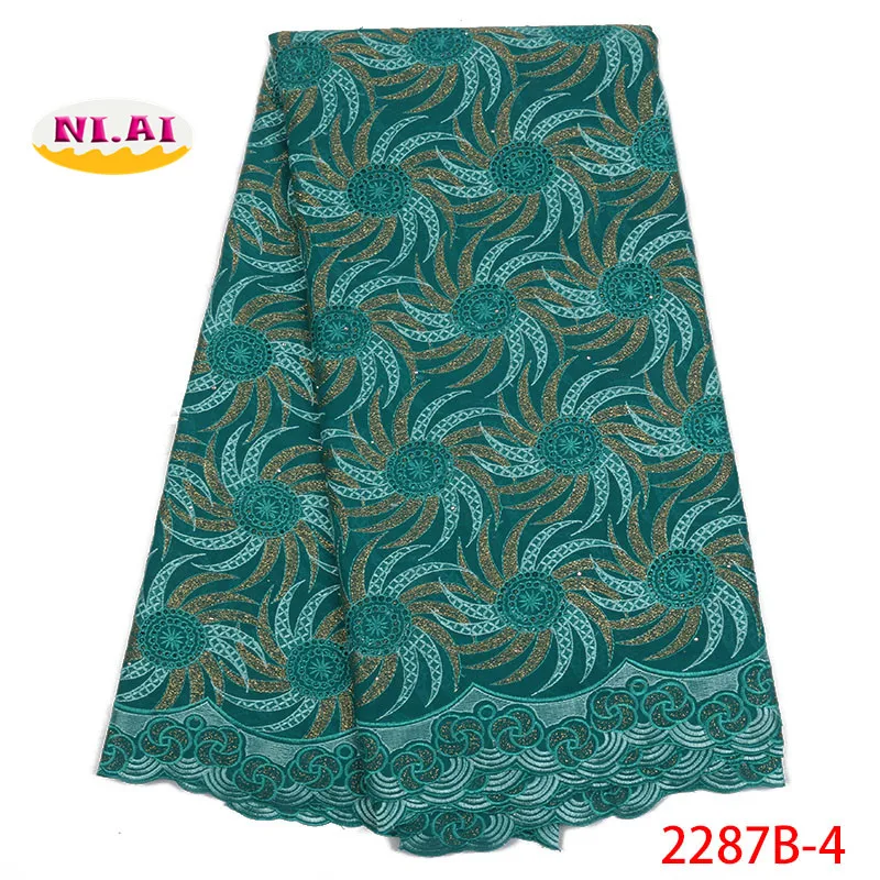 

New arrivals african cotton lace fabric with stones for party dress high quality swiss voile lace in switzerland NA2287B-1