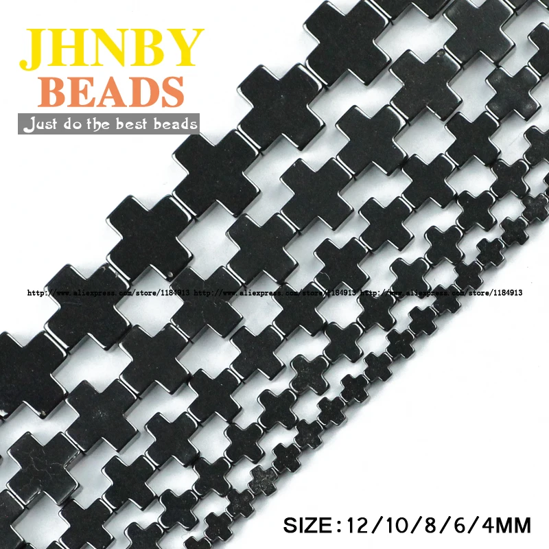 

AAA Jesus Cross Black Hematite beads Natural Stone High quality Loose beads Stone 4/6/8/10/12MM for Jewelry bracelet Making DIY