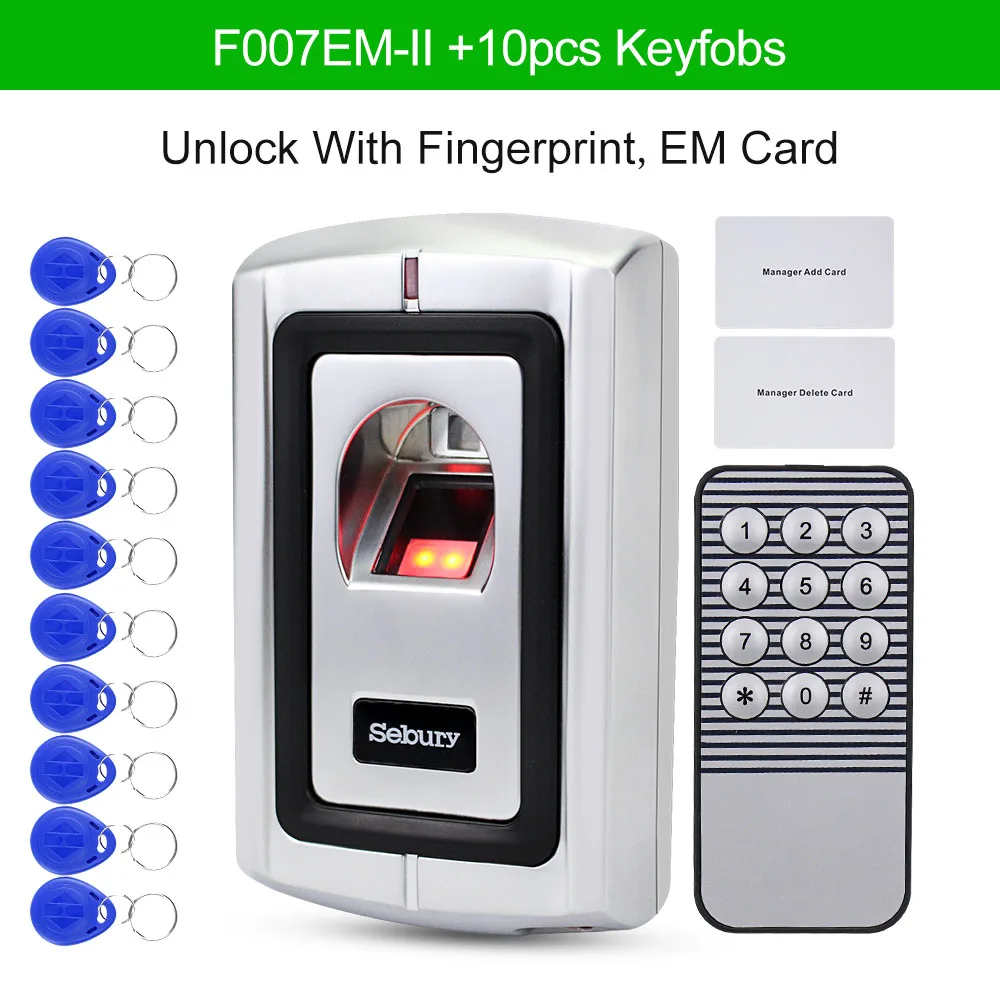 OBO Дистанционная система контроля доступа отпечатков пальцев Биометрический RFID считыватель водонепроницаемый чехол металлическая дверная открывалка на карабине система безопасности WG26 - Цвет: F007EM-II 10 Keys