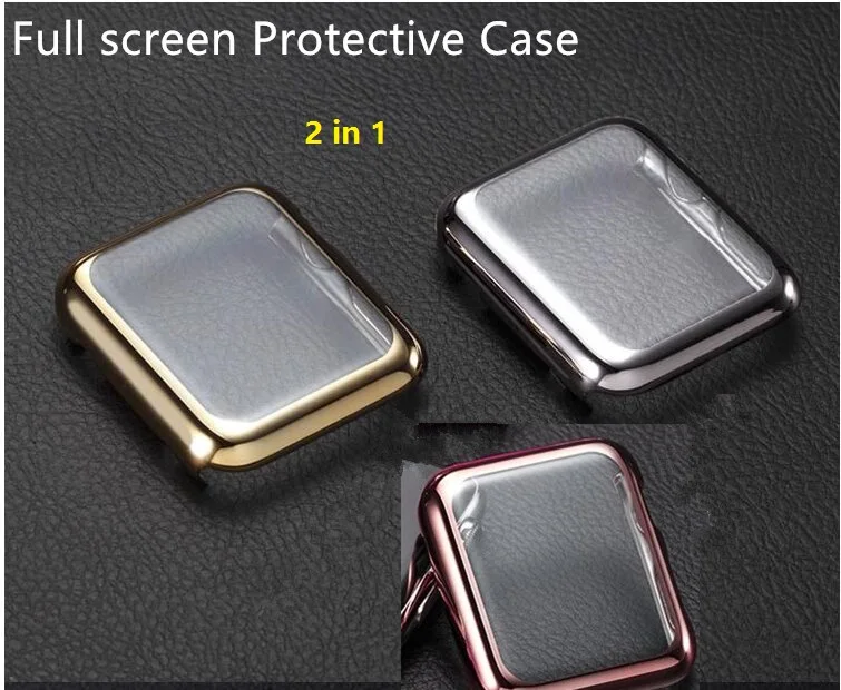 

2016 New 2 in1 for Apple Watch Case Ultrathin Gold Plated Protective Case Cover film for Apple Watch 38mm/42mm