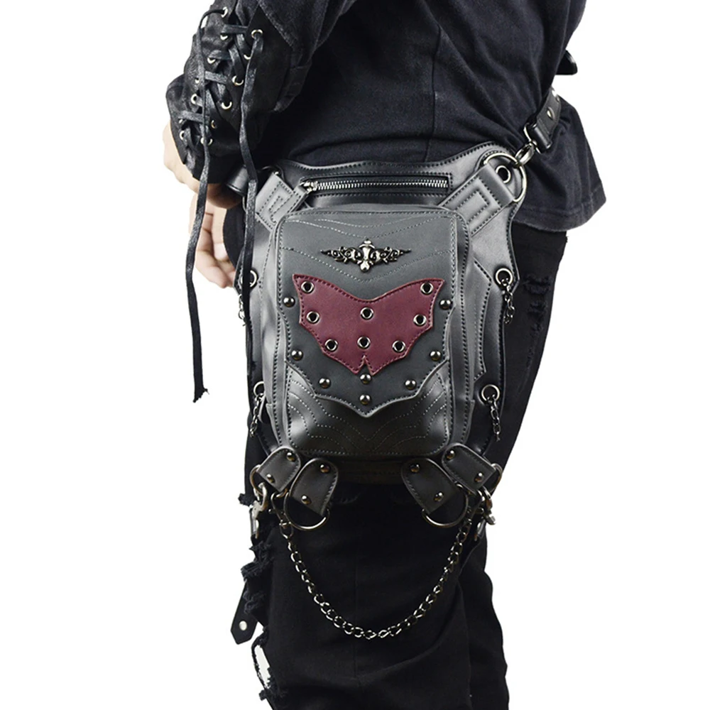 

New Motorcycle Bag Female Male Black Pu Leather Leg Pack Motorcycle Ride Cool Hip-hop Multifunctional Travel Outdoor Mens Wallet