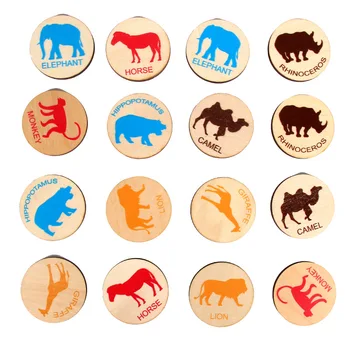 

Baby Wooden Montessori Memory Chess Matching Games Cartoon Digital/Animal/Transportation/Famous BuildingRound Table Board Game