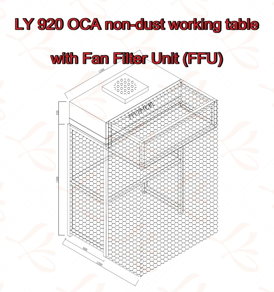 

2016 New LY 920 standard OCA non-dust working table with Fan Filter Unit (FFU) Size 1800*1200* 1200MM