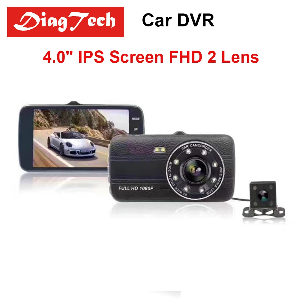 4,0 дюймов Автомобильный видеорегистратор Камера Dash Cam ips экран Full HD 1080P Авто регистратор двойной объектив ночного видения с зеркало с экраном камеры заднего вида
