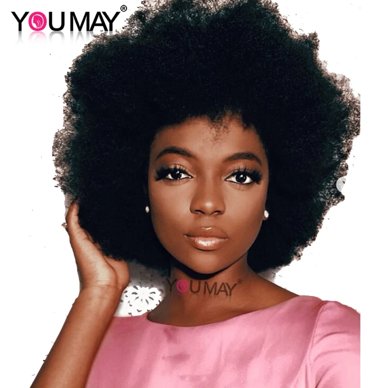 

Mongolian Afro Kinky Curly Wig Short Lace Front Human Hair Wigs 130% 13x4 Pre Plucked Bob Lace Front Wigs Remy You May Hair