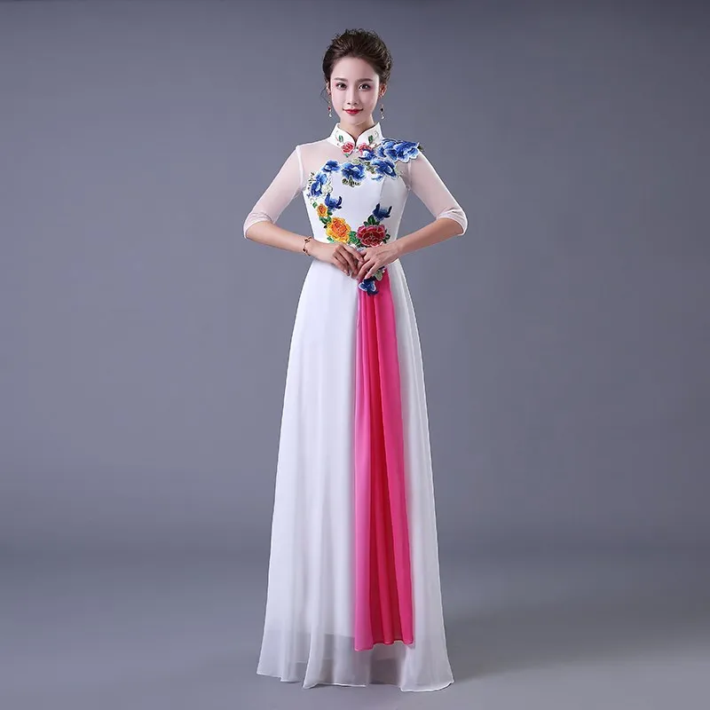 

Oriental Womens Party Cheongsam Wedding Evening Dress Traditional Chinese Style Elegant Qipao Long Robe Retro Vestido S-XXL