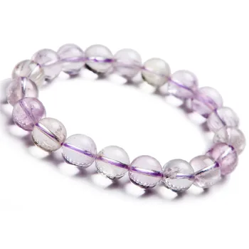 

11mm Natural Genuine Purple Kunzite Round Beads Bracelet Transparent Crystal Stretch Charm Women's Bracelet