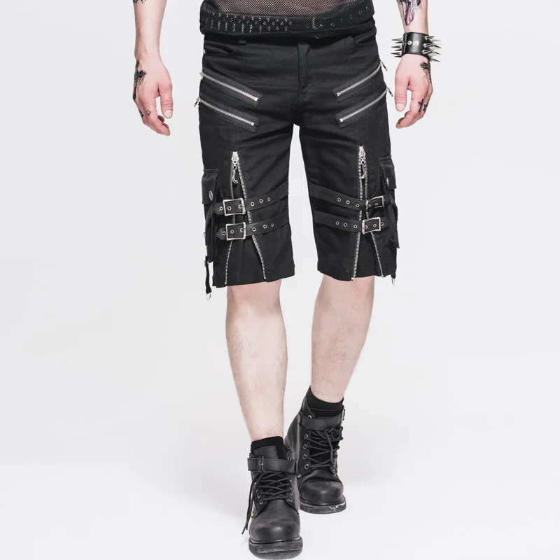Devil Fashion Punk Rock Man Black Summer Short Pants Men's Gothic Causal Cool Short Trousers with Pockets Zipper Devil Fashion Punk Rock Man Black Summer Short Pants Men's Gothic Causal Cool Short Trousers with Pockets Zipper