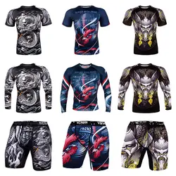 ММА Бокс дышащая футболка Rashguard бокс спорт майки комплект брюки кикбоксинг, муай-тай шорты ядовитая змея боксерские колготки