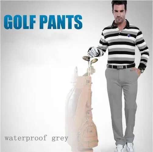 PGM Для мужчин однотонные яркие брюки для гольфа зимние Водонепроницаемый дышащие высота Эластичность быстросохнущая Мужская Гольф трико, спортивные брюки - Цвет: Слоновая кость