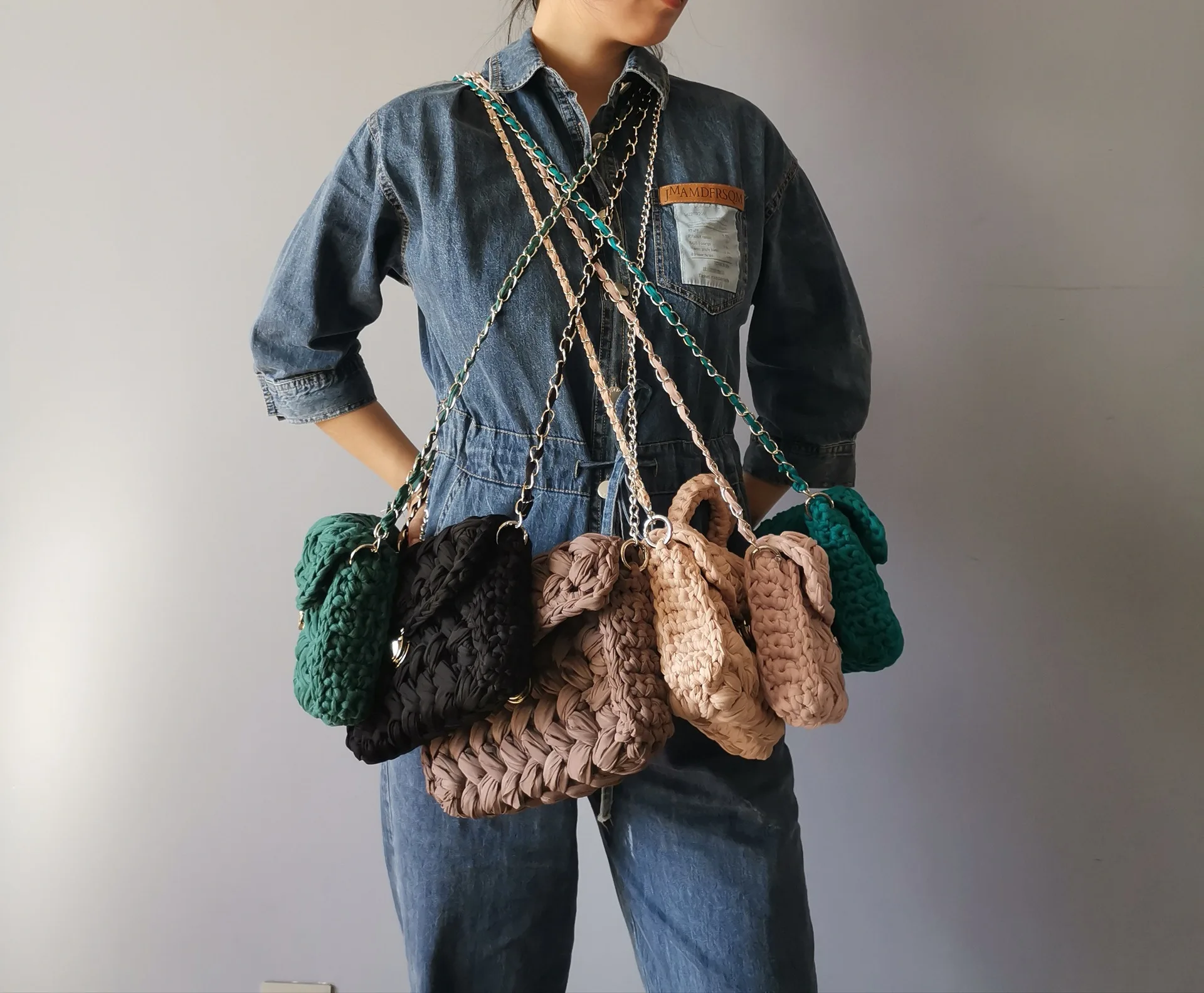 Дизайнерские женские хлопковые вязанные мини-сумки через плечо Новое поступление Роскошные кошельки на цепочке сумки через плечо стильные шикарные держатели для телефонов