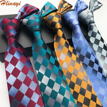 

Hlinayi New polyester jacquard 8cm stylish plaid tie