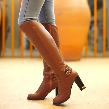 

autumn boots Knee high boots long Plus Size female winter warm boots Fashion Thigh High Boots buty damskie AG478
