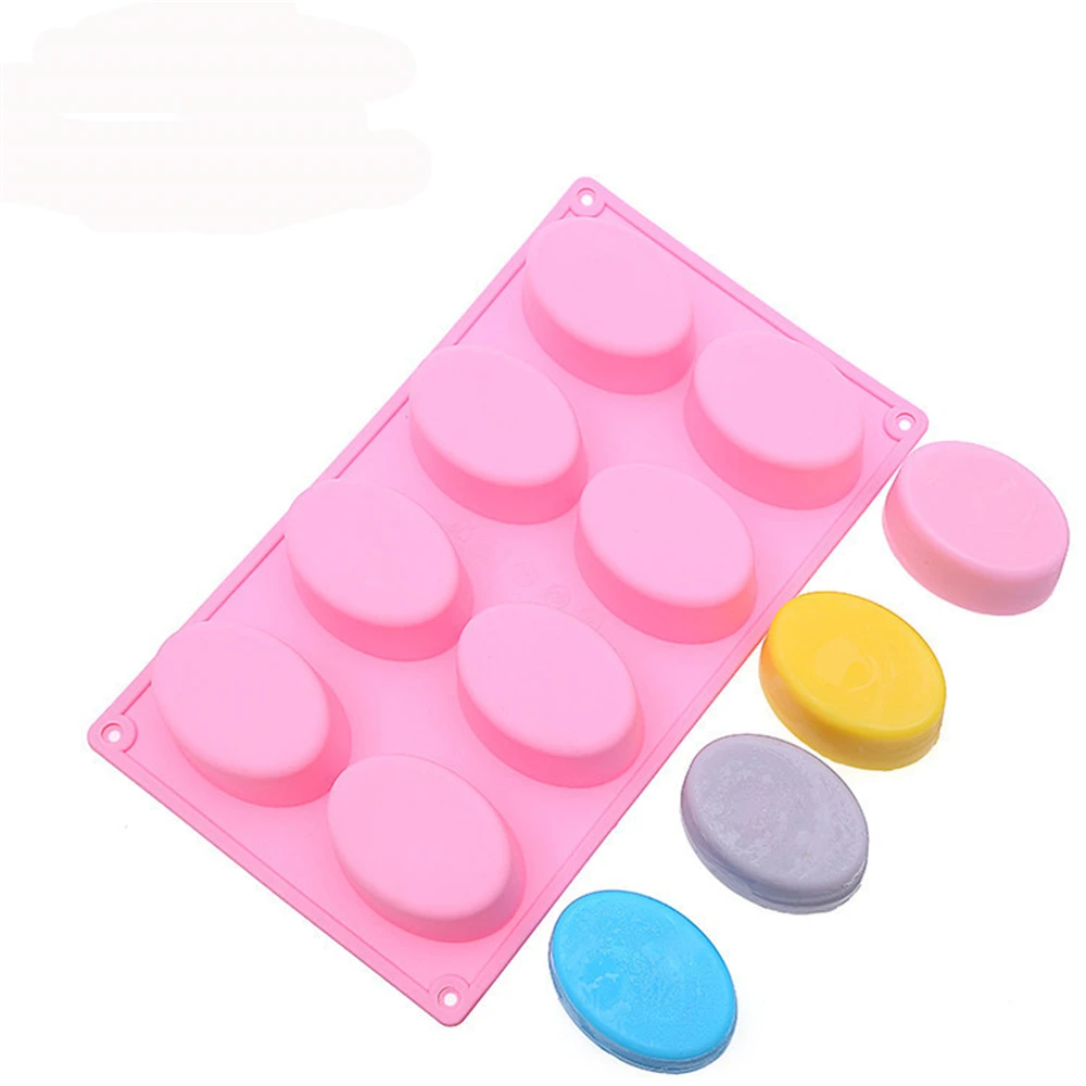 

10 pcs 8-Cavity Oval Shape Soap Cake Molds Silicone Chocolate Cake Cookie DIY Fondant Mould Baking Pastry Tools