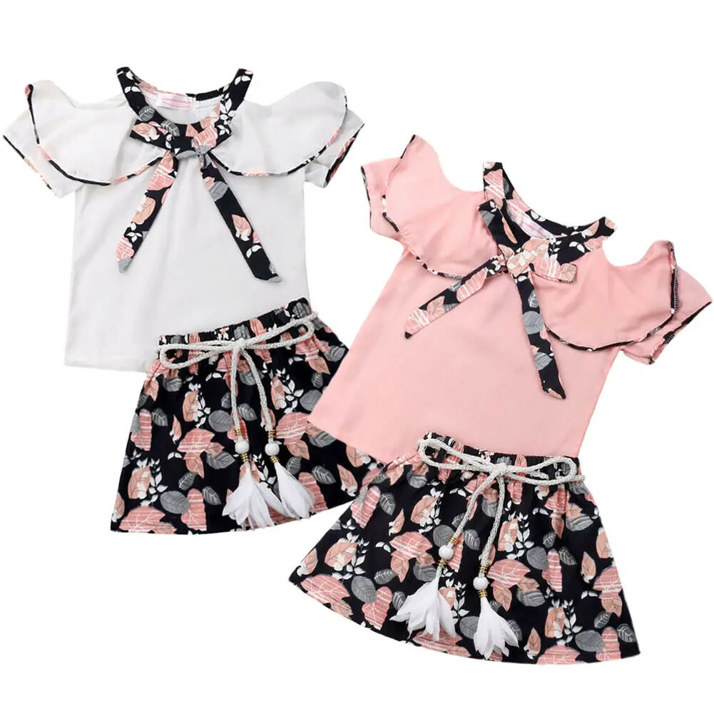 

New Summer Toddler Baby Girl Clothes Princess Tops Shirt+Dress Outfits Set 4-8 Y