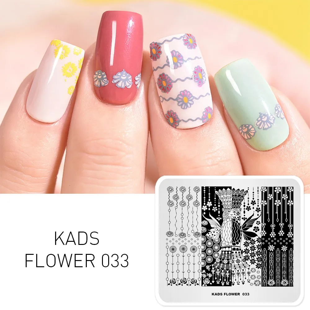 KADS Flower 033 Pretty Girl Shape Template Stencil Beauty Tools Nail Art Image Stamp Nail Art Stamping Plate