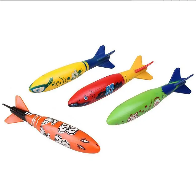 4 шт./компл. Torpedo Rocket метания под водой для бассейн для детей игра для дайвинга, летние шорты для мальчиков и девочек подводного погружения палочки игрушка для детей
