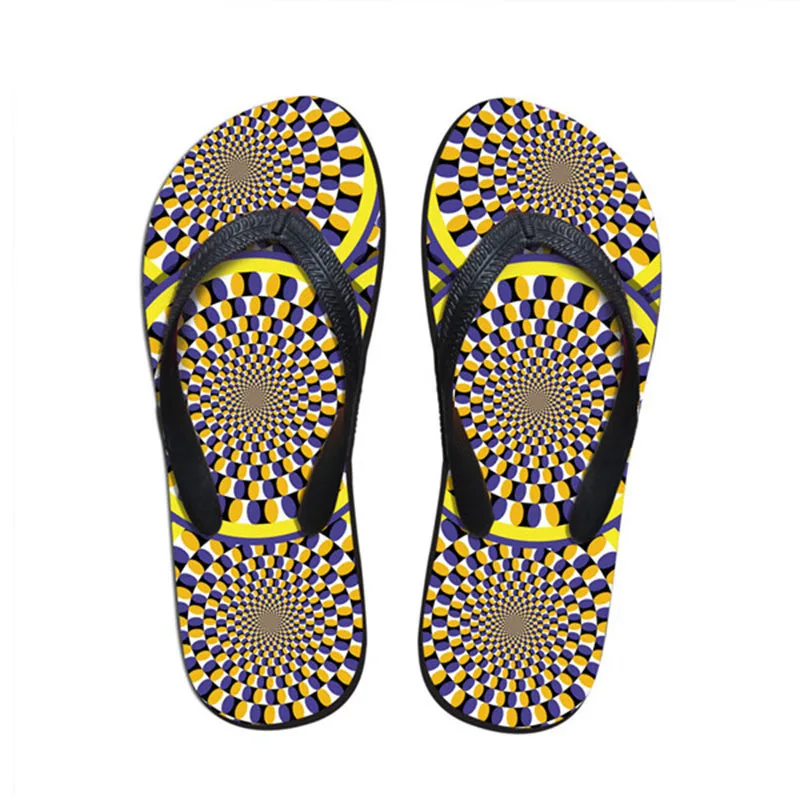 Индивидуальные летние модные мужские вьетнамки с геометрическим принтом; пляжные сандалии для мужчин; тапочки на плоской подошве; повседневные Нескользящие шлепанцы; обувь - Цвет: C0112AB