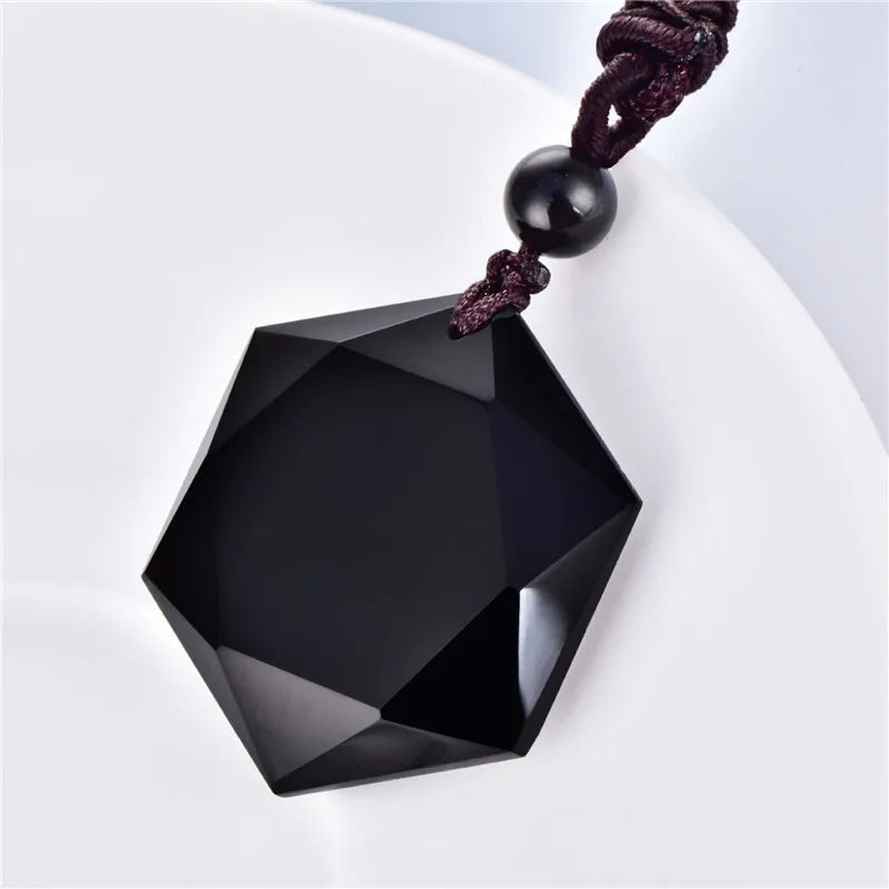 

Drop Shipping Natural Black Obsidian Pendant Necklace Obsidian Star Lucky Love Crystal Jewelry Healing Reiki Gift Energy Stone