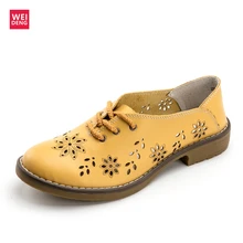 WeiDeng/Женская обувь на плоской подошве из натуральной кожи; повседневные женские ботильоны; дизайнерские оксфорды с перфорацией типа «броги» на шнуровке; модная обувь ручной работы с цветком