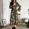 BGTEEVER Vintage Floral Print Flare Sleeve Slim Waist A-line Dress Women Summer Autumn Stand Collar Female Long Dresses 2022 ► Photo 2/6