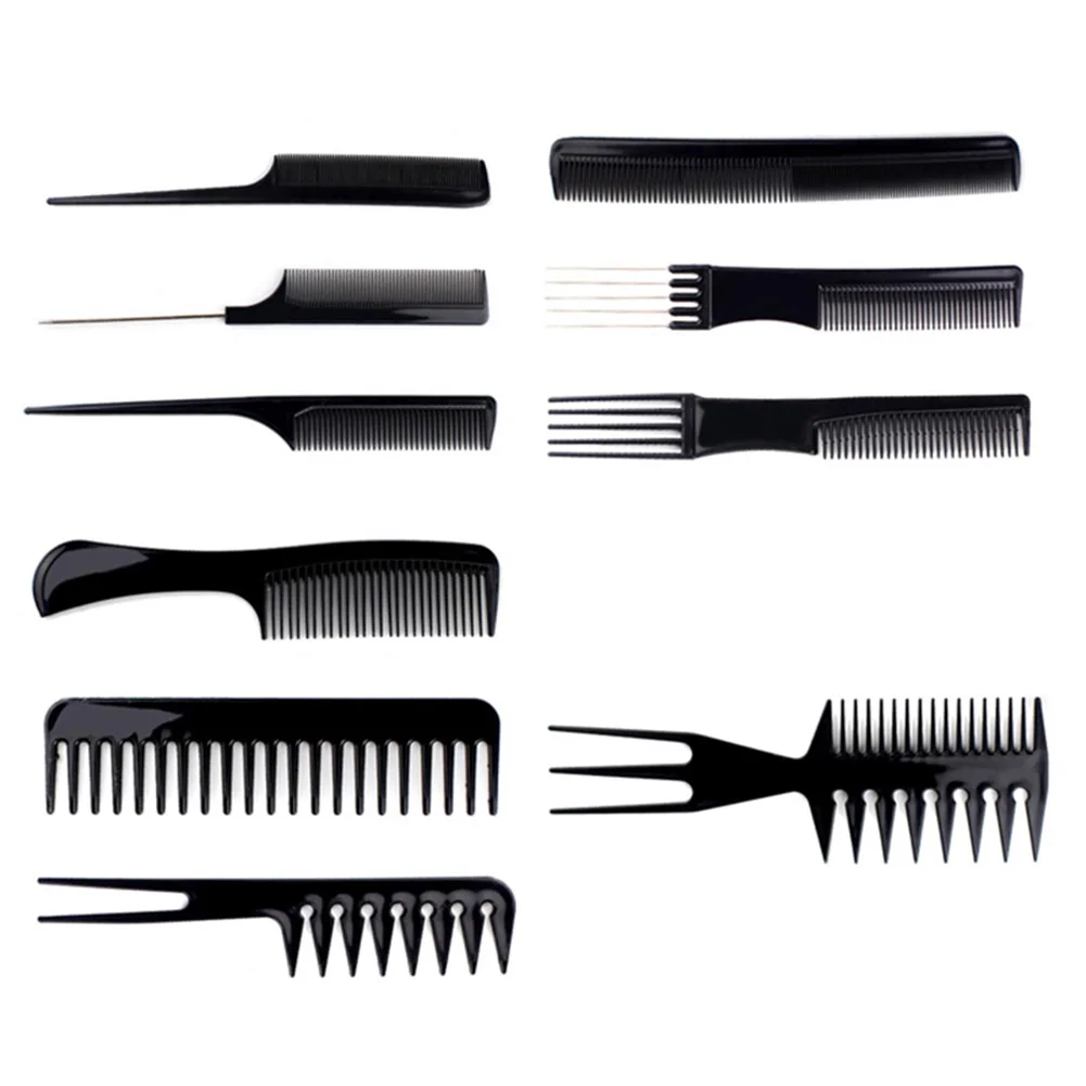 10Pcs Hairdressing Combs Set Plastic Salon Barbers Hair Styling Brush ...