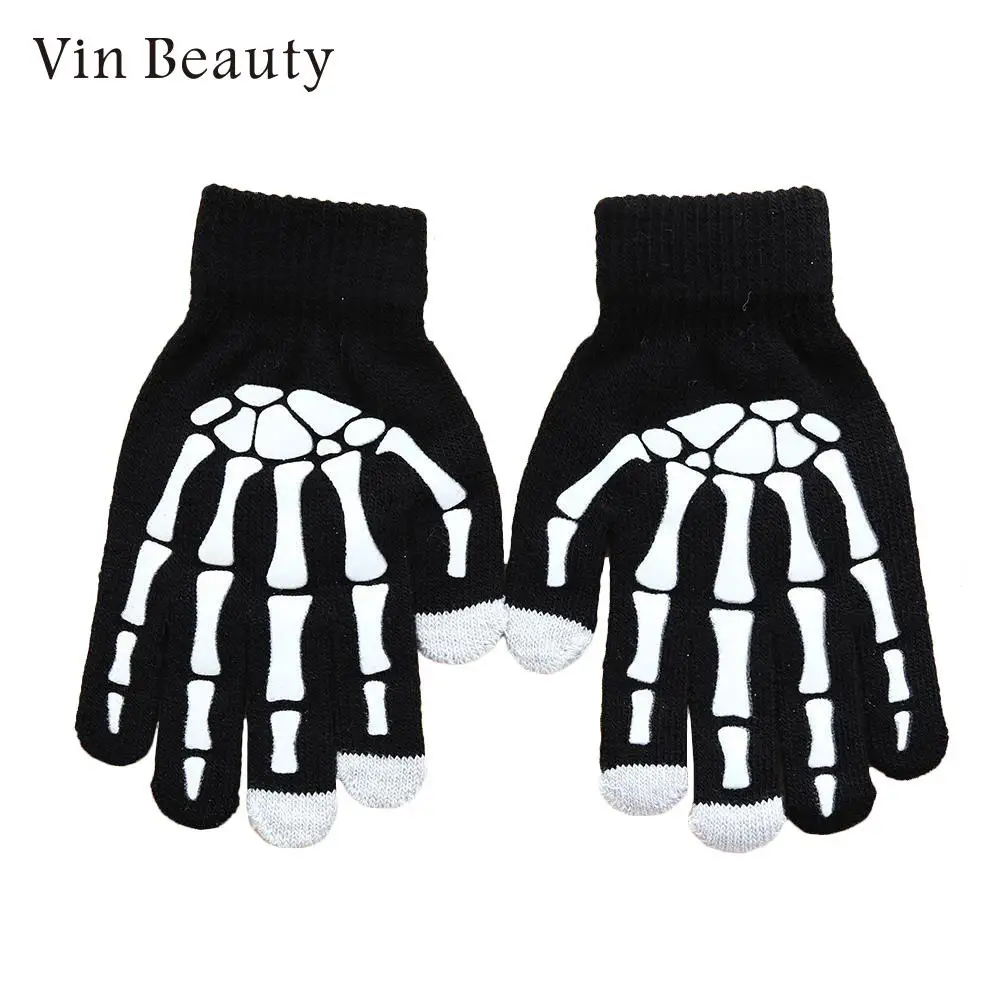 Емкостные перчатки в виде лап для мальчиков и девочек, унисекс, с кончиком пальцев, с сенсорным экраном, хлопковые черные перчатки, стоимость