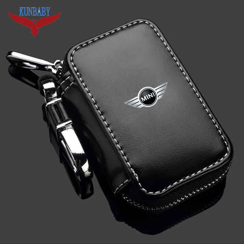 

KUNBABY High Quality Genuine Leather Car Brand Key Holder Cars Key Wallets Car Key Keychain Ring Case Bag Cover For Mini Cooper