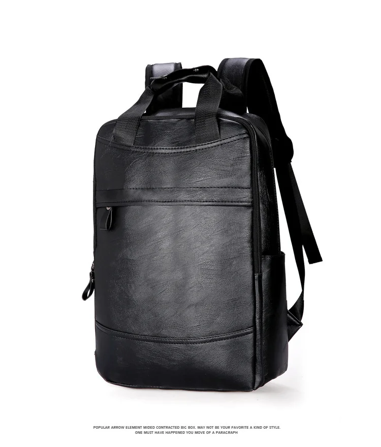 Mochila Da Escola mochila Saco de Viagem Dos Homens De Couro Preto