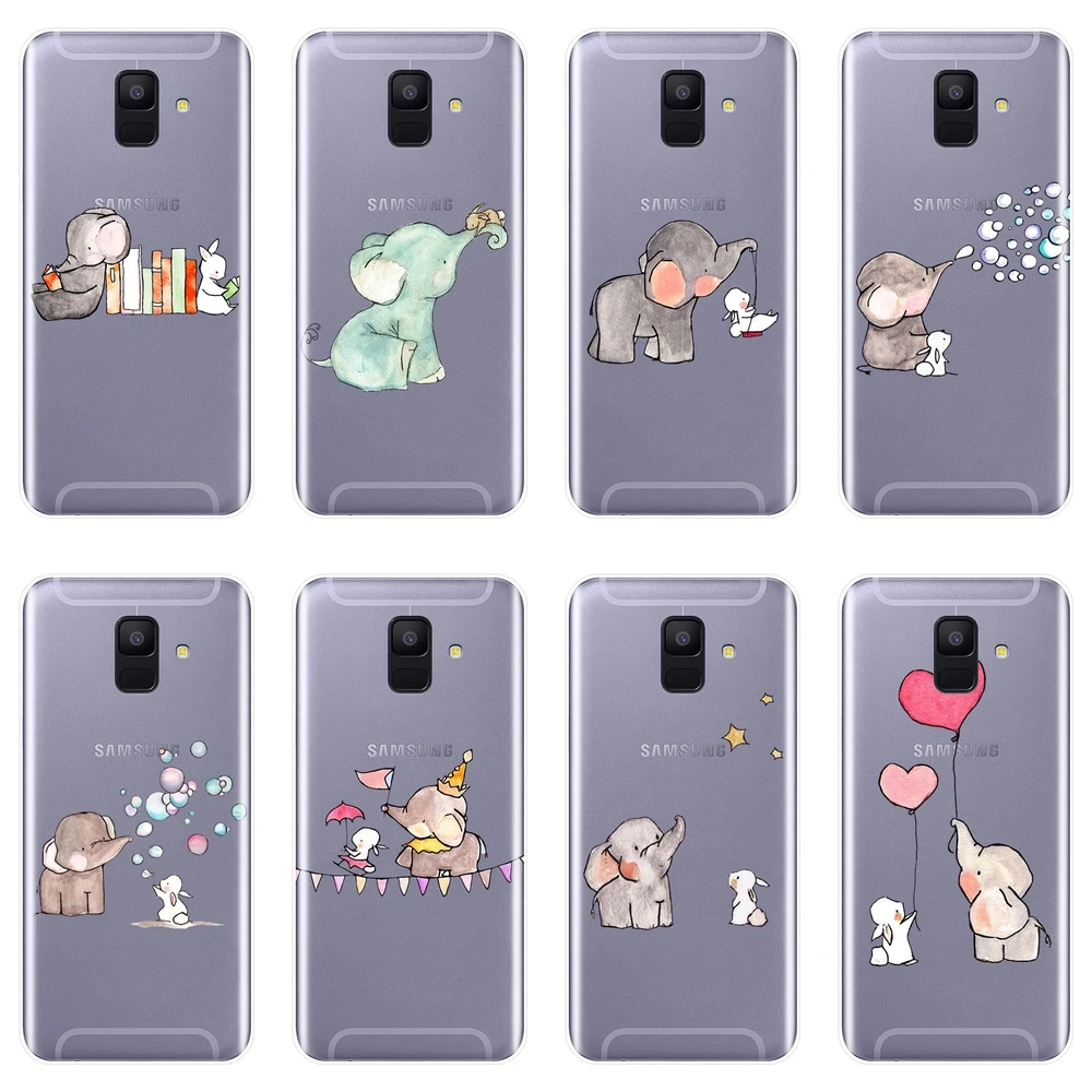 

Elephant Phone Case For Samsung Galaxy A6 A7 A8 2018 A3 A5 2016 2017 Soft Silicone Back Cover For Samsung Galaxy A6 A8 Plus 2018