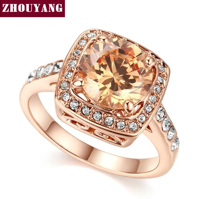 Top Quality ZYR057 Yellow Crystal Rose Gold Color Ring Jewelry Crystals From Aus Top Quality ZYR057 Yellow Crystal Rose Gold Color Ring Jewelry Crystals From Aus