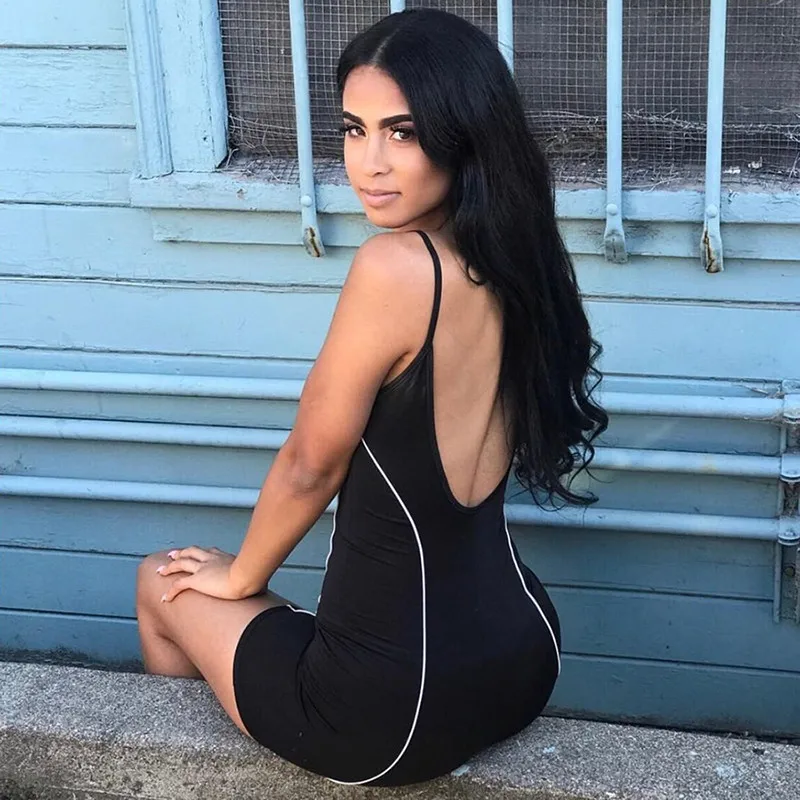 Najtaniej Simenual Fitness odblaskowe paski casualowe kombinezony damskie sportowe odzież sportowa bez pleców, ze wstążką letni kombinezon sportowy seksowny